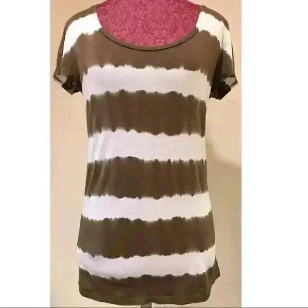 Ann Taylor Top S Striped Tie dye 60 pima cotton